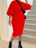 LW BASICS Plus Size Solid Color Dress 3X