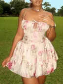 LW Bandage Design Floral Mini Dress