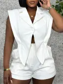 LW BASICS Plus Size Solid Color Romper 3X
