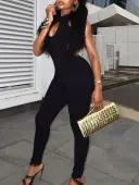 LW SXY Cut Out Solid Color Jumpsuit