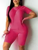 LW BASICS Round Neck Regular Fit Shorts Set