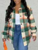 LW Plus Size Plaid Print Loose Wool 0X