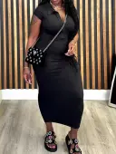 LW BASICS Plus Size Solid Color Dress 5X