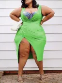 LW Plus Size Split Solid Color Dress 0X