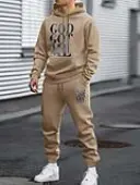 LW Men Pattern Letter Two-piece Pants Set