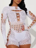 LW SXY See Through Solid Color Romper