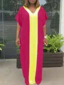 LW Plus Size Patchwork Color Contrast Dress 1X