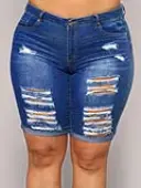 LW Plus Size Ripped Raw Edge Denim Shorts 4X