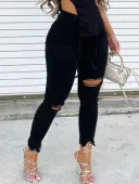 LW High Stretchy Ripped Skinny Jeans