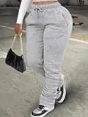 LW Plus Size Mid Waist Drawstring Ruched Sweatpants 0X