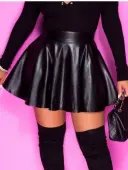 LW SXY Plus Size Faux Leather Ball Gown A Line Skirt 4X