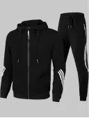 LW Men Zipper Design Letter Print Drawstring Tracksuit Set