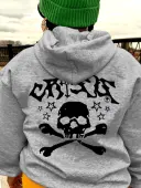 LW Plus Size Skull Head Star Print Kangaroo Pocket Jacket 1X