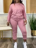 LW Plus Size Round Neck Drawstring Pants Set 4X