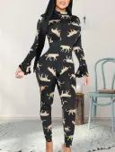 LW Animal Print Backless Jumpsuit