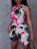 LW Crop Top Tie Dye Rib Knit Shorts Set