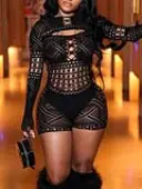 LW SXY See Through Lace Skinny Romper