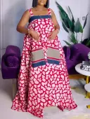 LW Plus Size Print Striped Cami Loose Dress 3X