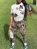 LW Pattern Floral Two-piece Pants Set