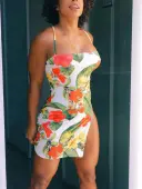 LW Pattern Medium Flower Print Mini Dress