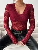 LW SXY Lace Solid Color T-shirt