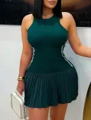 LW Pressed Pleat Striped Mini Dress