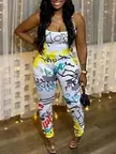 LW Plus Size Street Backless Letter Print Jumpsuit 5X