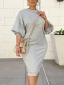 LW Plus Size O Neck Loose Dress 2X