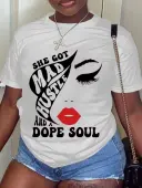 LW Lip Letter Print T-shirt