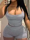 LW BASICS Cami Skinny Stretchy Shorts Set