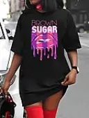 LW Plus Size Lip Letter Print Sweat Dress 2X