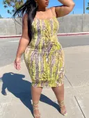LW SXY Plus Size Pattern Mixed Animal Cobra Dress 1X