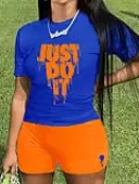 LW Plus Size Just Do It Letter Print Shorts Set 1X