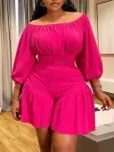 LW Plus Size Pressed Pleat Solid Color Two-piece Shorts Set 4X