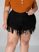 LW Plus Size Tassel Design High Stretchy Denim Shorts 2X