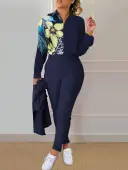 LW Plus Size Shirt Floral Print Regular Fit Pants Set 3X