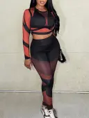 LW BASICS Crop Top See Through Yoga Pants Set