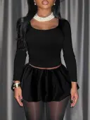 LW BASICS Plus Size Solid Color Two-piece Skirt Set 2X