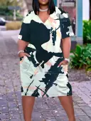 LW Plus Size Pattern Mixed Print Dress 1X