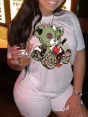 LW Plus Size Round Neck Cartoon Print T-shirt 4X