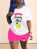 LW Plus Size Simply Thick Letter Print Shorts Set 1X