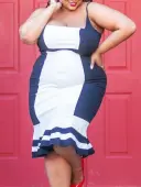 LW Plus Size Striped Patchwork Cami Dress 3X