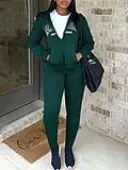 LW BASICS Letter Print Kangaroo Pocket Pants Set