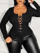 LW Plus Size Bandage Design Solid Color T-shirt 1X