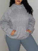 LW Plus Size Pocket Design Solid Color Sweatshirt&Hoodie 3X