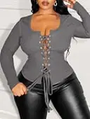LW Plus Size Bandage Design Solid Color T-shirt 1X