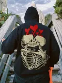 LW Men Pattern Mixed Print Letter Hoodie