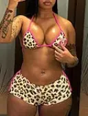 LW SXY Sxy Polyester Halter Bandage Design Leopard Sleeveless Two-piece Shorts Set