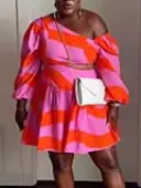 LW Plus Size Pattern Geometric Dress 1X
