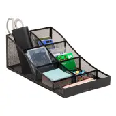 Mind Reader Countertop Organizer, Office Breakroom Supply Caddy, Desktop Organizer 5 1/4""H x 8-1/2""W x 14-1/2""D, Black
